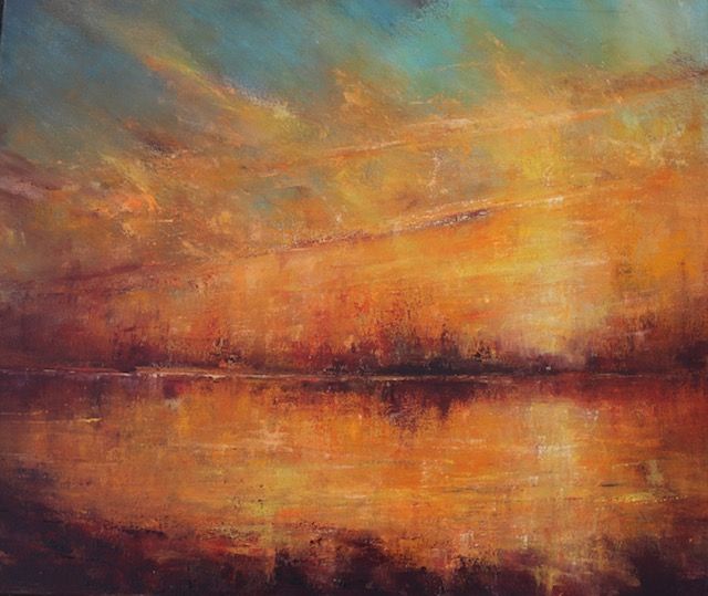 Cornish Sunset oil painting 