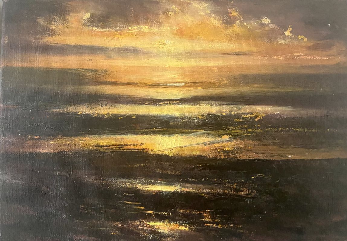 Low Tide Sunset by contemporary Cornish based artist John Graver